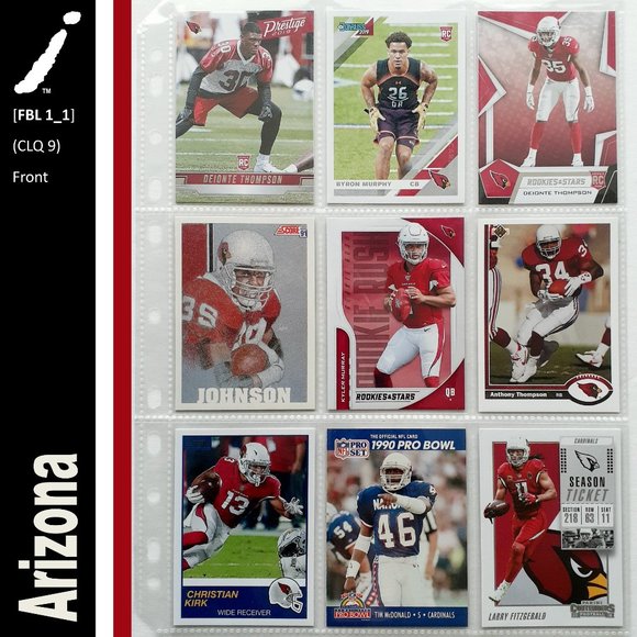 NFL Other - Arizona Cardinals 9 Player Card Lot [FBL1_1]